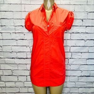 J. Crew Women's Peach Cotton Short Sleeve Mini Button Down Shirt Dress Size PXS